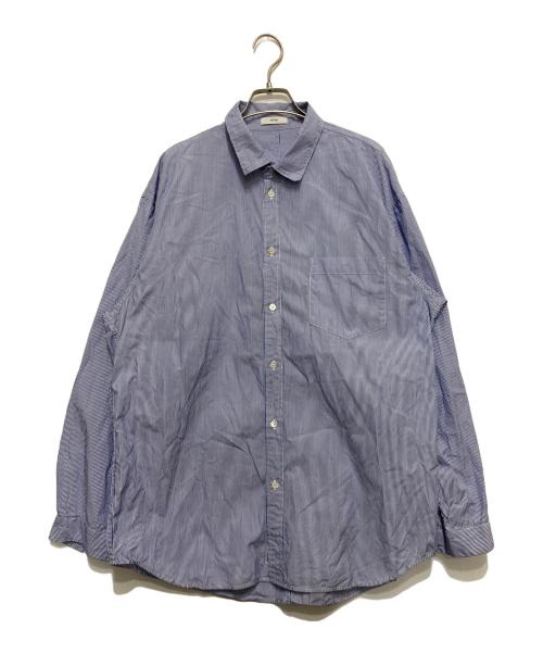 ATON（エイトン）ATON (エイトン) GIZA STRIPE WASHED SHIRT ブルー×ホワイト サイズ:04の古着・服飾アイテム