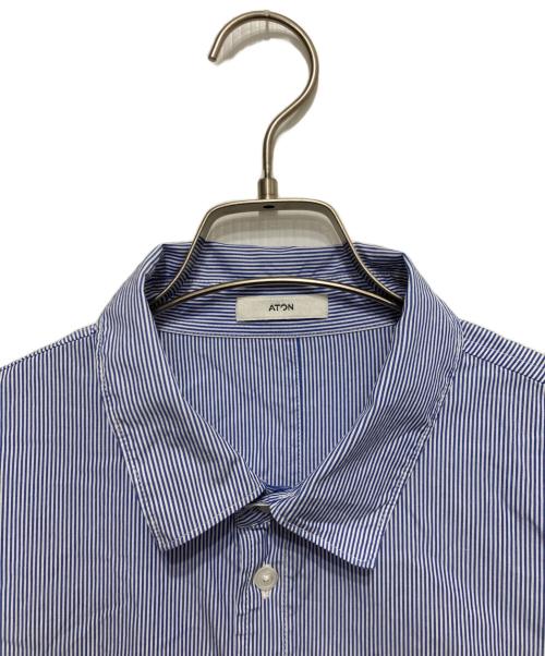 ATON（エイトン）ATON (エイトン) GIZA STRIPE WASHED SHIRT ブルー×ホワイト サイズ:04の古着・服飾アイテム