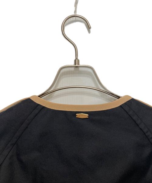 Jines（ジネス）Jines (ジネス) 撥水ツイル パイピングノーカラーミドルトレンチ ブラック サイズ:38の古着・服飾アイテム