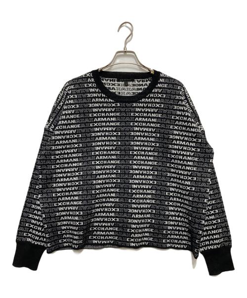 ARMANI EXCHANGE（アルマーニ エクスチェンジ）ARMANI EXCHANGE (アルマーニ エクスチェンジ) ラメ混ロゴジャガードニット ブラック サイズ:Sの古着・服飾アイテム