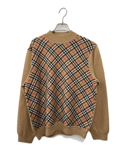Burberry's（バーバリー）Burberry's (バーバリーズ) ノヴァチェックカシミヤ混ハイネックニット ブラウン サイズ:FREE 未使用品の古着・服飾アイテム