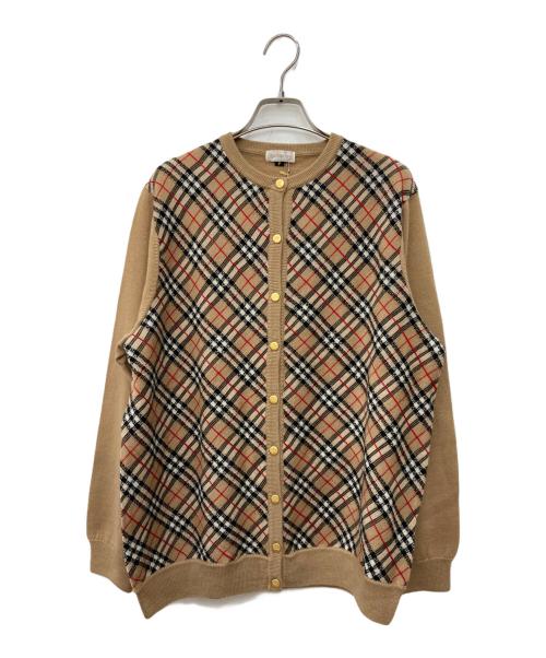 Burberry's（バーバリー）Burberry's (バーバリーズ) 金釦ノバチェックカシミヤ混カーディガン ブラウン サイズ:FREE 未使用品の古着・服飾アイテム