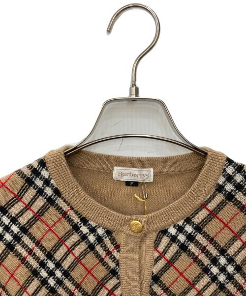 Burberry's（バーバリー）Burberry's (バーバリーズ) 金釦ノバチェックカシミヤ混カーディガン ブラウン サイズ:FREE 未使用品の古着・服飾アイテム