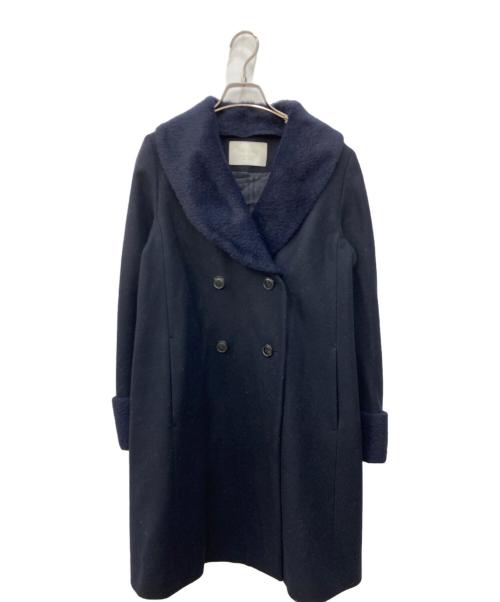 BALLSEY（ボールジィ）BALLSEY (ボールジィ) メルトンコンビ ショールカラーコート ネイビー サイズ:34の古着・服飾アイテム