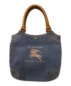 BURBERRY BLUE LABELバーバリーロンドンブルーレーベル）の古着「ホースロゴデニムトートバッグ」｜インディゴ