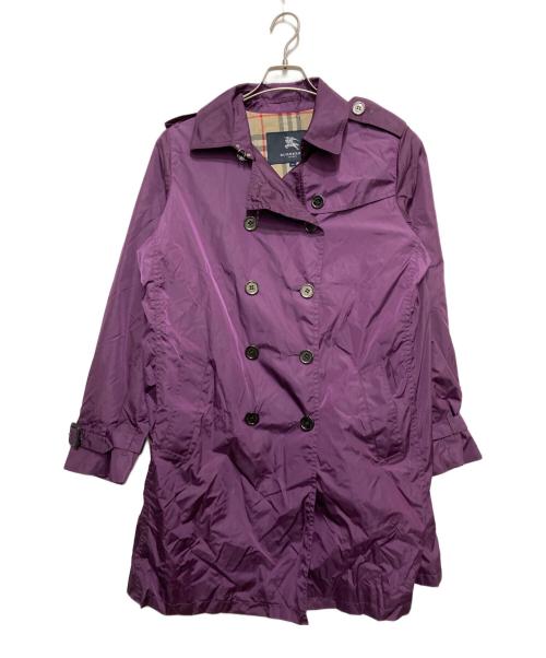 BURBERRY LONDON（バーバリーロンドン）BURBERRY LONDON (バーバリーロンドン) ノヴァチェック切替パッカブルナイロントレンチコート パープル サイズ:46の古着・服飾アイテム