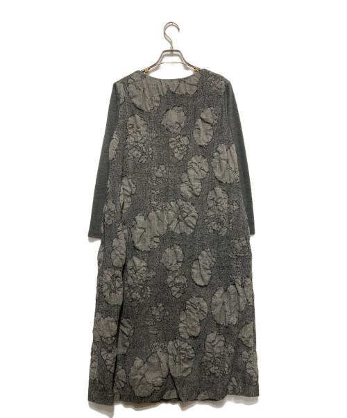 TABASA（タバサ）TABASA (タバサ) グレンチェック×フラワープリントワンピース グレー サイズ:34の古着・服飾アイテム