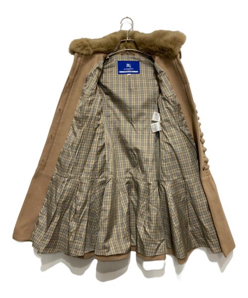 BURBERRY BLUE LABEL（バーバリーロンドンブルーレーベル）BURBERRY BLUE LABEL (バーバリーロンドンブルーレーベル) ラビットーファー襟フリルコート ベージュ サイズ:Sの古着・服飾アイテム