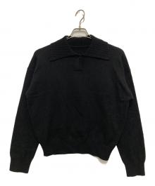 kurashi&trips publishing（クラシアンドトリップス パブリッシング）の古着「「大人にひとさじのアクセント」洗えるウールの襟付きニット」｜ブラック