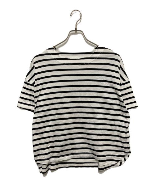 BEARDSLEY（ビアズリー）BEARDSLEY (ビアズリー) サイドボタンボーダーＴ ホワイト×ブラック サイズ:FREEの古着・服飾アイテム