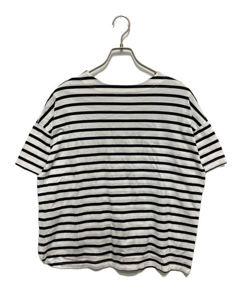 BEARDSLEY（ビアズリー）BEARDSLEY (ビアズリー) サイドボタンボーダーＴ ホワイト×ブラック サイズ:FREEの古着・服飾アイテム