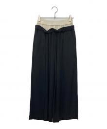 BEARDSLEY（ビアズリー）の古着「ダブルウエストパンツ」｜ブラック×ホワイト