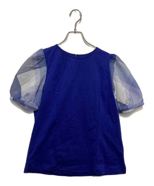 BLUE LABEL CRESTBRIDGE（ブルーレーベルクレストブリッジ）BLUE LABEL CRESTBRIDGE (ブルーレーベルクレストブリッジ) 半袖ブラウス ブルー サイズ:Mの古着・服飾アイテム