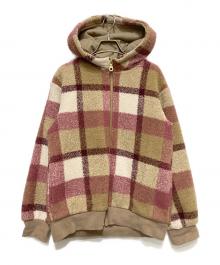 BLUE LABEL CRESTBRIDGE（ブルーレーベルクレストブリッジ）の古着「チェックボアパーカージャケット」｜ベージュ