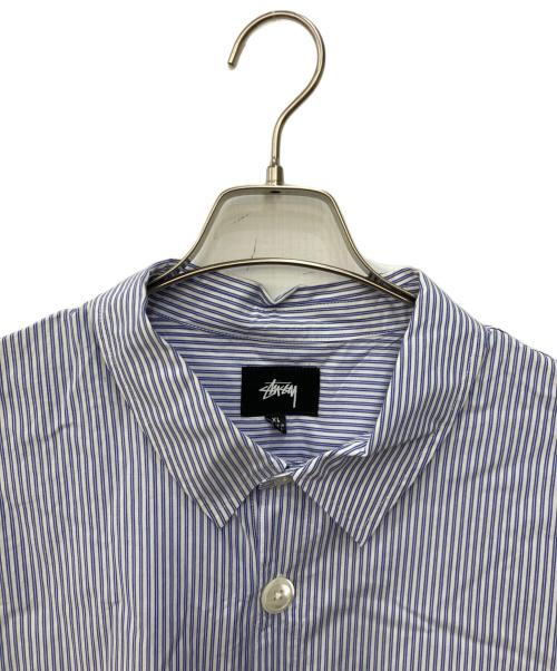stussy（ステューシー）stussy (ステューシー) Big Button Stripe shirt ホワイト×ブルー サイズ:XLの古着・服飾アイテム