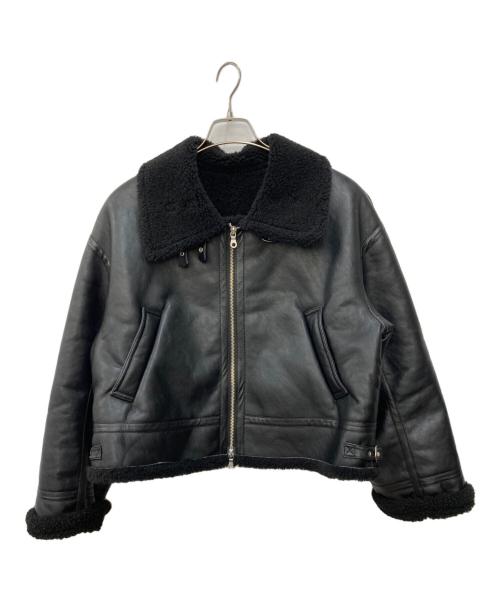 UNITED ARROWS TOKYO（ユナイテッドアローズトウキョウ）UNITED ARROWS TOKYO (ユナイテッドアローズトウキョウ) フェイクムートン ボマージャケット ブラック サイズ:38の古着・服飾アイテム