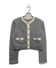 Apuweiser-riche（アプワイザーリッシェ）の古着「キラふわ金釦カーディガン」｜グレー