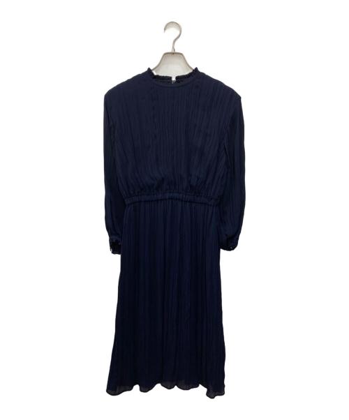 BALLSEY（ボールジィ）BALLSEY (ボールジィ) ランダムプリーツジョーゼット ウエストギャザーワンピース ネイビー サイズ:Sの古着・服飾アイテム