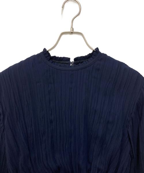 BALLSEY（ボールジィ）BALLSEY (ボールジィ) ランダムプリーツジョーゼット ウエストギャザーワンピース ネイビー サイズ:Sの古着・服飾アイテム