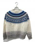 Harley of SCOTLAND×MACPHEEハーレーオブスコットランド×マカフィー）の古着「ウールジャカード クルーネックプルオーバー」｜ホワイト