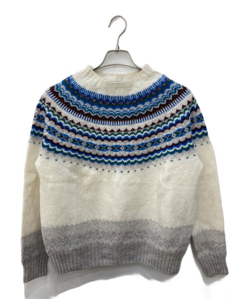 Harley of SCOTLAND（ハーレーオブスコットランド）Harley of SCOTLAND (ハーレーオブスコットランド) MACPHEE (マカフィー) ウールジャカード クルーネックプルオーバー ホワイト サイズ:Sの古着・服飾アイテム