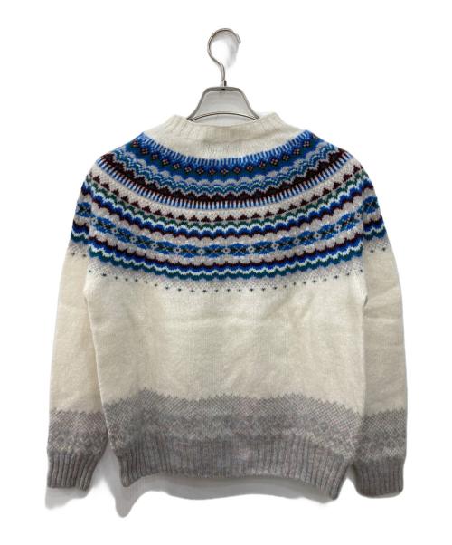 Harley of SCOTLAND（ハーレーオブスコットランド）Harley of SCOTLAND (ハーレーオブスコットランド) MACPHEE (マカフィー) ウールジャカード クルーネックプルオーバー ホワイト サイズ:Sの古着・服飾アイテム