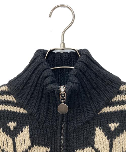 MONCLER（モンクレール）MONCLER (モンクレール) tricot cardigan ブラック×ベージュ サイズ:Sの古着・服飾アイテム