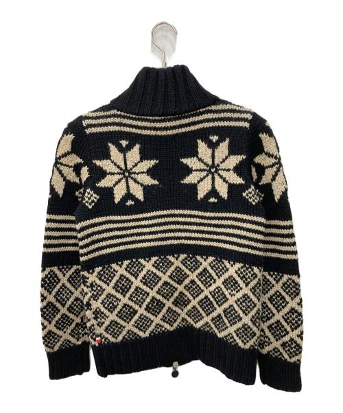 MONCLER（モンクレール）MONCLER (モンクレール) tricot cardigan ブラック×ベージュ サイズ:Sの古着・服飾アイテム