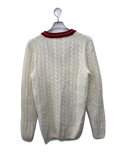 Zanone（ザノーネ）Zanone (ザノーネ) チルデンニット ホワイト×レッド サイズ:48の古着・服飾アイテム