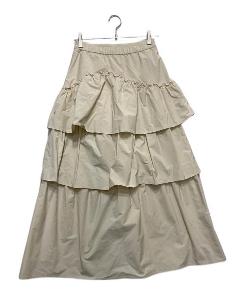 RAY BEAMS（レイ ビームス）RAY BEAMS (レイ ビームス) タフタ ギャザー ティアード スカート ベージュ サイズ:1の古着・服飾アイテム