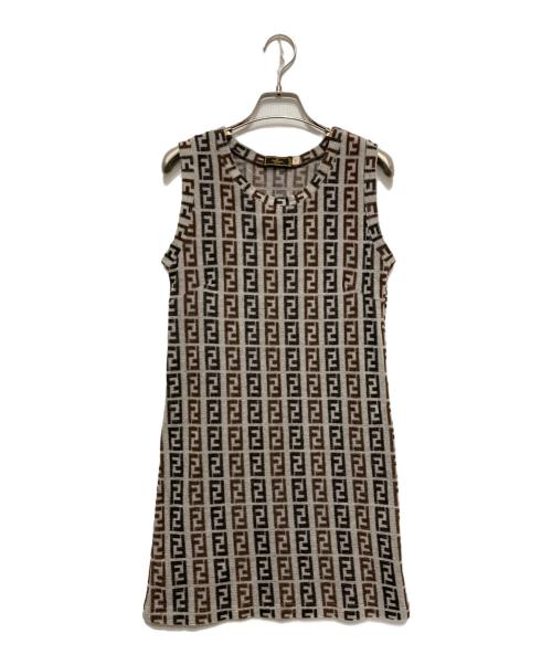 FENDI（フェンディ）FENDI (フェンディ) パイル地ズッカ柄ワンピース グレー サイズ:40の古着・服飾アイテム