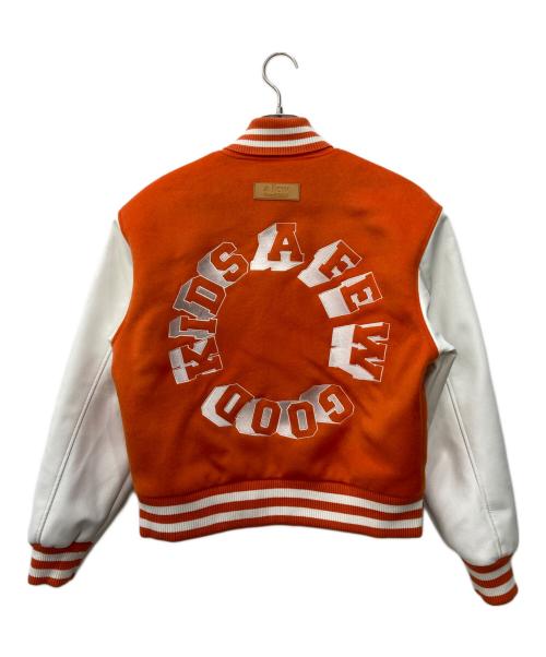 A FEW GOOD KIDS（アフューグッドキッズ）A FEW GOOD KIDS (アフューグッドキッズ) LOGO BASEBALL STADIUM JACKET ホワイト×オレンジ サイズ:Sの古着・服飾アイテム