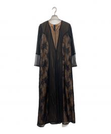 callarus（カラス）の古着「黒のレースシースルードレス」｜ブラウン