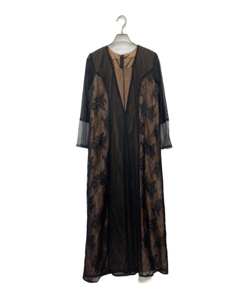 callarus（カラス）callarus (カラス) 黒のレースシースルードレス ブラウン サイズ:Mの古着・服飾アイテム