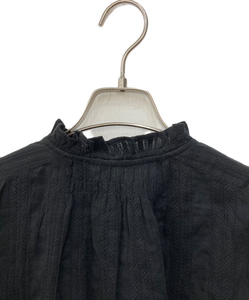 sara mallika（サラマリカ）sara mallika (サラマリカ) Cotton Jacquard Volume Frill Short Blouse ブラック サイズ:不明の古着・服飾アイテム