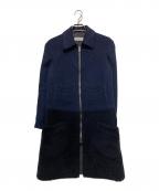COACHコーチ）の古着「ムートン切替ウールコート」｜ネイビー