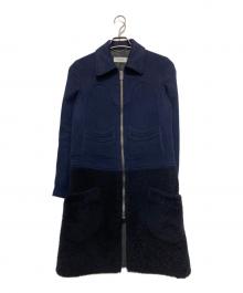 COACH（コーチ）の古着「ムートン切替ウールコート」｜ネイビー