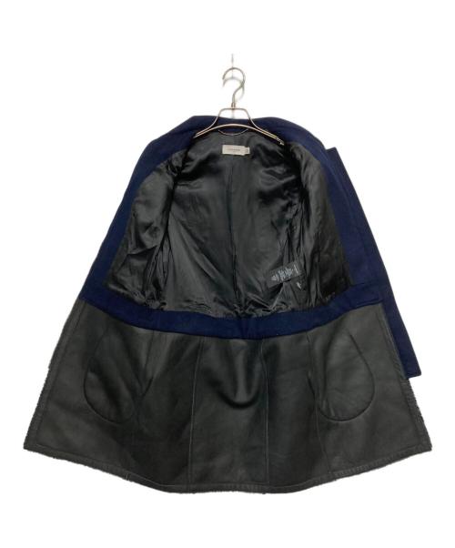 COACH（コーチ）COACH (コーチ) ムートン切替ウールコート ネイビーの古着・服飾アイテム