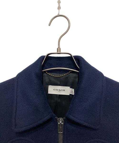 COACH（コーチ）COACH (コーチ) ムートン切替ウールコート ネイビーの古着・服飾アイテム