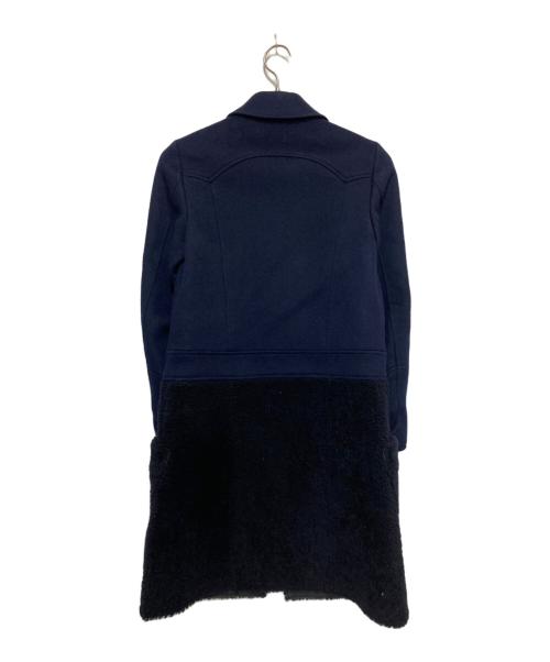 COACH（コーチ）COACH (コーチ) ムートン切替ウールコート ネイビーの古着・服飾アイテム
