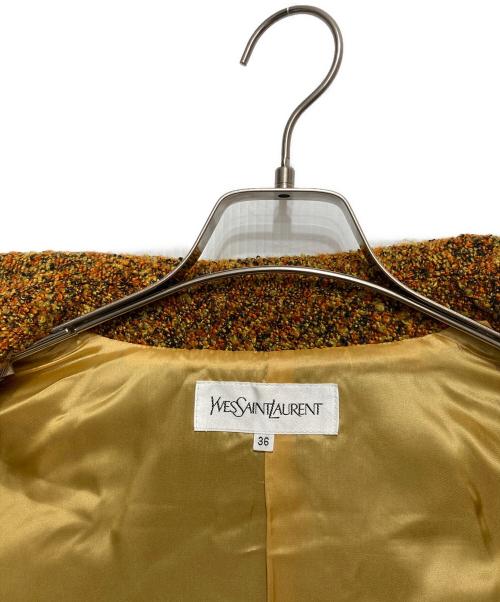 Yves Saint Laurent（イヴサンローラン）Yves Saint Laurent (イヴサンローラン) ツイードダブルコート イエロー サイズ:36の古着・服飾アイテム