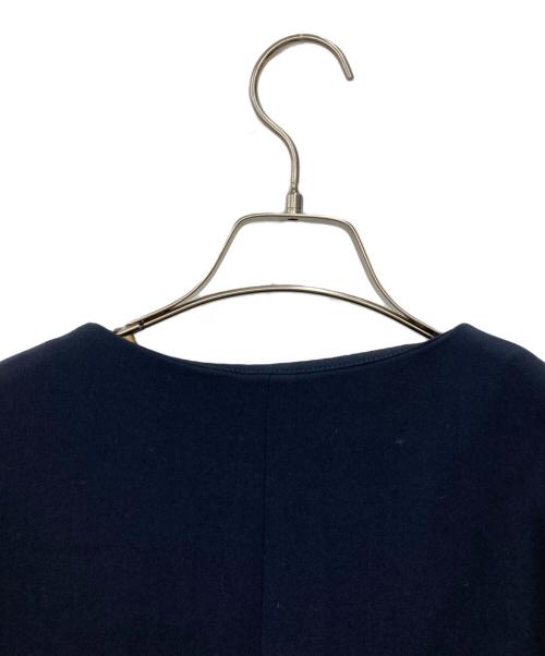 23区（ニジュウサンク）23区 (ニジュウサンク) コンパクトダブルクロス ノーカラーコート ネイビー サイズ:Mの古着・服飾アイテム