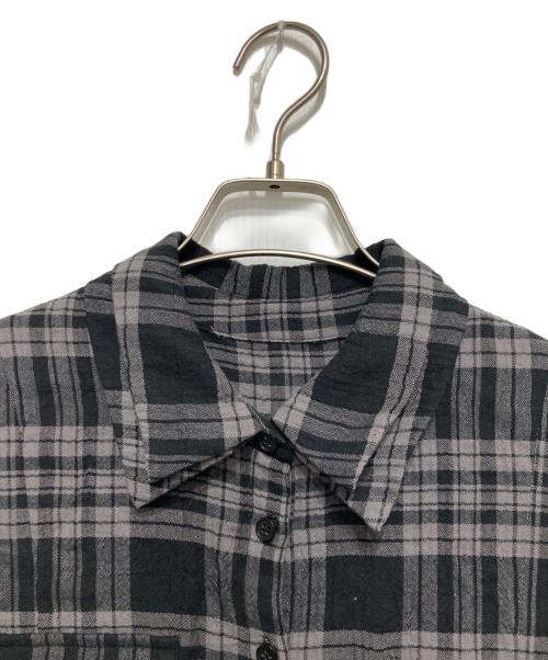 willfully（ウィルフリー）willfully (ウィルフリー) side drawstring double collar check shirt OP グレー サイズ:FREEの古着・服飾アイテム