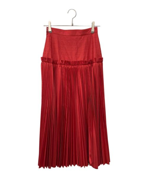 ENFOLD（エンフォルド）ENFOLD (エンフォルド) プリーツロングスカート レッド サイズ:36の古着・服飾アイテム