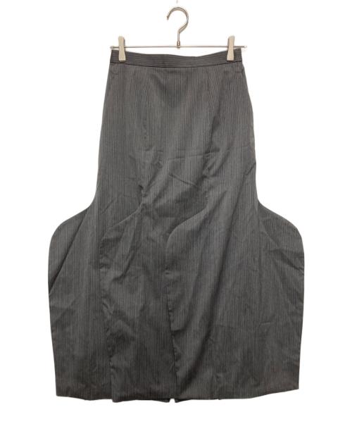 ENFOLD（エンフォルド）ENFOLD (エンフォルド) W/PEストライプ ペプラムペンシルスカート グレー サイズ:SIZE 38の古着・服飾アイテム