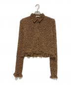 CLANEクラネ）の古着「MIX MESH GATHER SHIRT」｜ブラウン