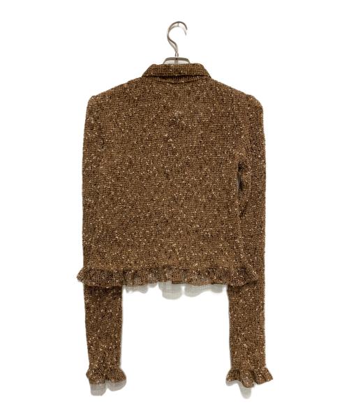 CLANE（クラネ）CLANE (クラネ) MIX MESH GATHER SHIRT ブラウン サイズ:2 未使用品の古着・服飾アイテム