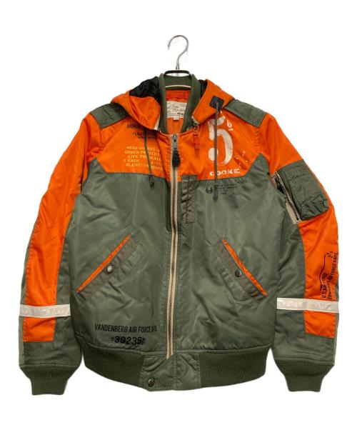 AVIREX（アヴィレックス）AVIREX (アヴィレックス) L-2カスタムベストジャケット グリーン×オレンジ サイズ:Lの古着・服飾アイテム