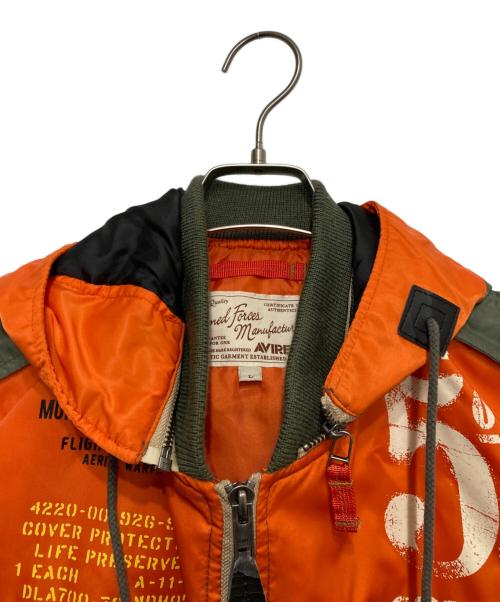 AVIREX（アヴィレックス）AVIREX (アヴィレックス) L-2カスタムベストジャケット グリーン×オレンジ サイズ:Lの古着・服飾アイテム