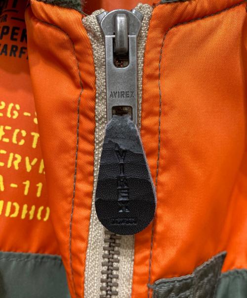 AVIREX（アヴィレックス）AVIREX (アヴィレックス) L-2カスタムベストジャケット グリーン×オレンジ サイズ:Lの古着・服飾アイテム